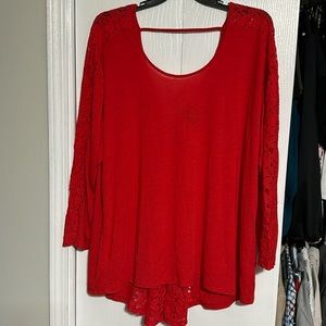 Torrid red lace long sleeve